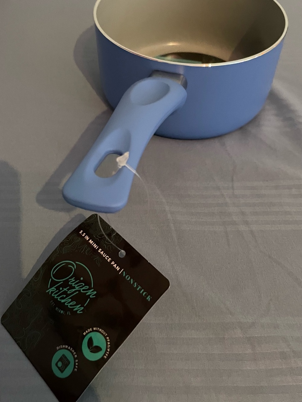Light Blue Nonstick Mini Saucepan with Soft-Grip Handle